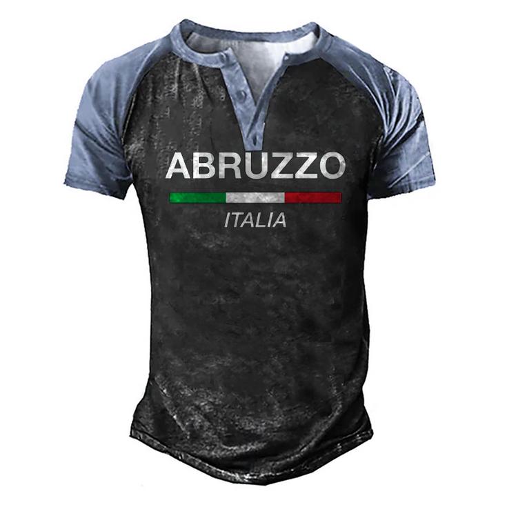 Abruzzo Italian Name Italy Flag Italia Family Surname Men's Henley Raglan T-Shirt